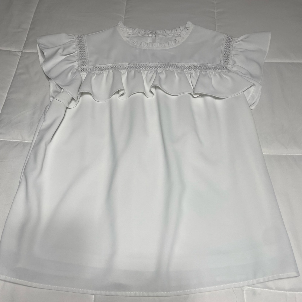Elegant White Ruffle Blouse
